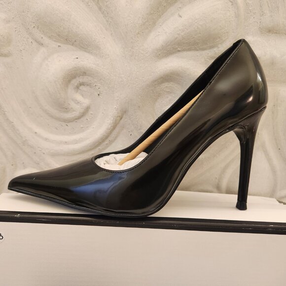 Steve Madden "Reya" Black Box Black Leather Patent Heels. NIB. Size 6.5 - Picture 4 of 12